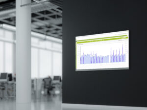 Modernes Digital Signage Mockup mit enerchart-Diagramm